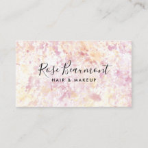 Modern Pink Yellow Watercolor Script Business Card