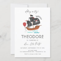 Modern Pirate Birthday Party Kids Invitation