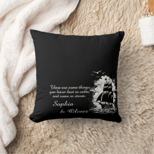 Modern Pirate Ship Motivational Quote White Text Throw Pillow