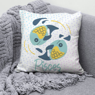 Modern Pisces Fish Zodiac  Throw Pillow