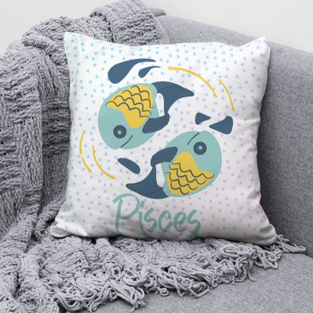 Modern Pisces Fish Zodiac  Throw Pillow (Creator Uploaded)