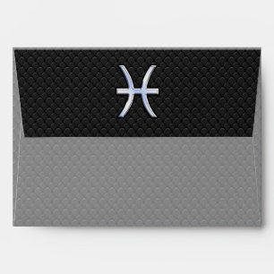 Modern Pisces Zodiac Sign Black Snake Skin style Envelopes
