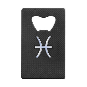 Modern Pisces Zodiac Sign Black Snake Skin style Wallet Bottle Opener