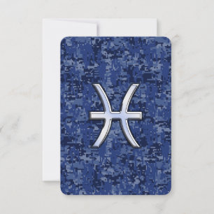 Modern Pisces Zodiac Sign Navy Blue Digital Camo