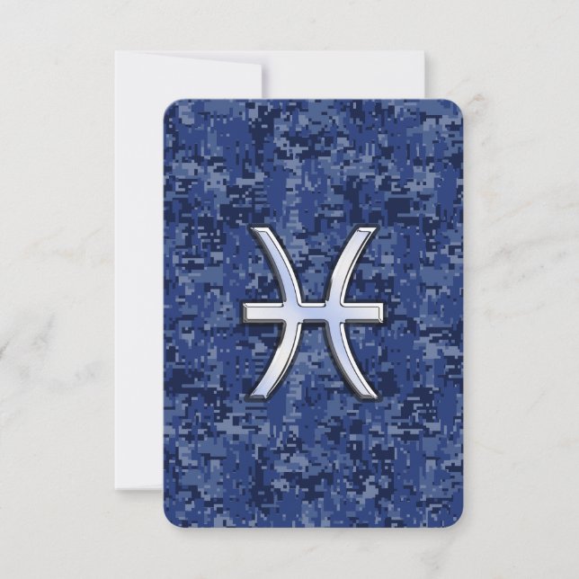 Modern Pisces Zodiac Sign Navy Blue Digital Camo (Front)