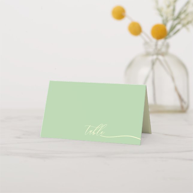 Modern Pistachio & Cream Clear Seating Table Place Card (Front)
