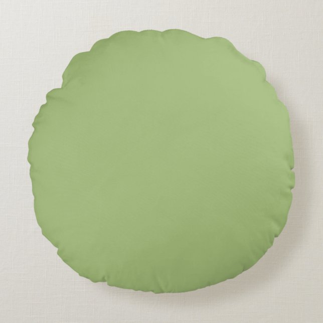 Modern Pistachio Green Plain Solid Colour Round Pillow (Front)
