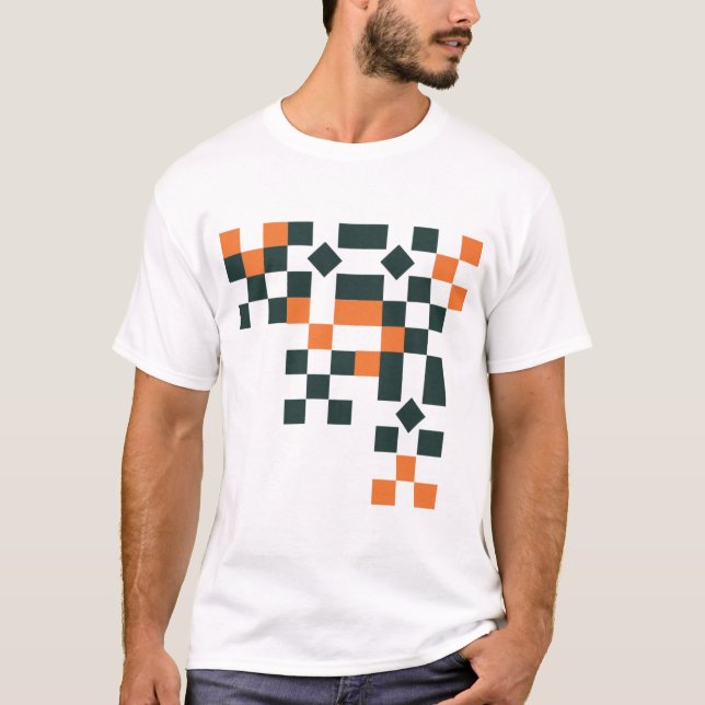 Modern Pixel Art Abstract Geometric Corner Design T-Shirt (Front)
