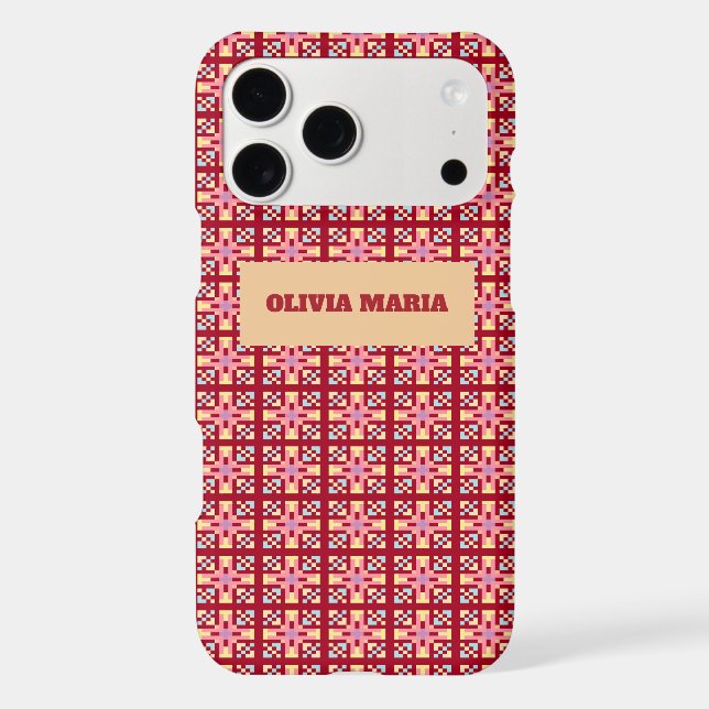 Modern Pixel Geometry Abstract Cross Art Pattern (Back)