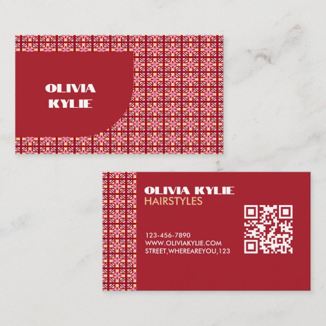 Modern Pixel Geometry Abstract Cross Art Pattern Business Card (Front/Back)