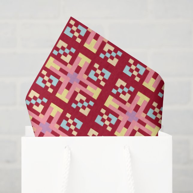 Modern Pixel Geometry Abstract Cross Art Pattern Tissue Paper (Gift Bag)