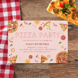 Modern Pizza Party Any Year Birthday Invitation<br><div class="desc">The fun first birthday invitation features watercolor pizza illustrations,  handwritten outline text and bright colours. The backside has a red and white plaid pattern that is reminiscent of Italian and pizza restaurants.</div>