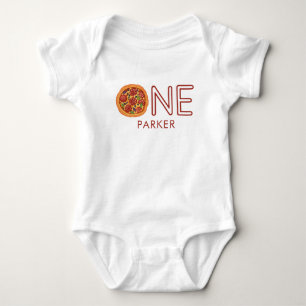 Modern Pizza Party First Birthday Personalized Bab Baby Bodysuit