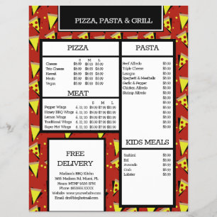 Modern Pizza Pasta Grill Restaurant Spaghetti Menu