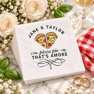 Modern Pizza Pie That's Amore Add Names Wedding Napkin