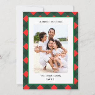 Modern Plaid Border Photo Christmas Holiday Card