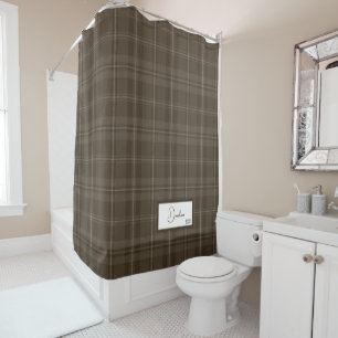 Modern Plaid Brunette Shower Curtain