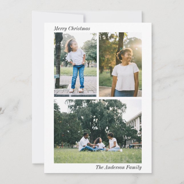Modern Plaid | Christmas Photo Collage Holiday Card (Front)