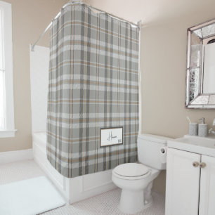 Modern Plaid Cloud Grey Shower Curtain