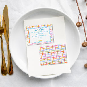Modern Plaid Colorful Rainbow Diaper Raffle Enclosure Card