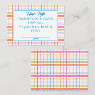 Modern Plaid Colorful Rainbow Diaper Raffle Enclosure Card