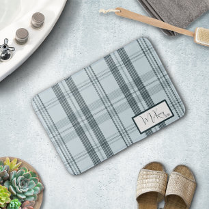 Modern Plaid Frost Bath Mat