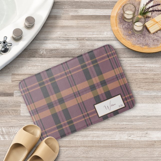 Modern Plaid Heather Bath Mat (Creator Uploaded)