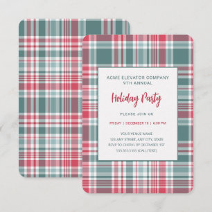 Modern Plaid Holiday Party Invitation