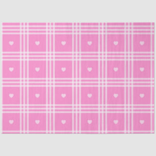 Modern Plaid Pink Heart Collection Tissue Paper