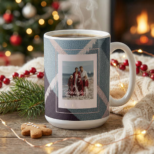 Modern Plaid Rustic Photo Christmas coffee mug