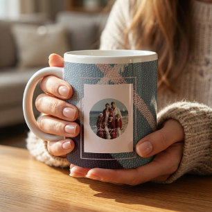Modern Plaid Rustic Photo Christmas special mug