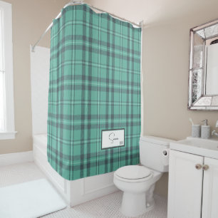 Modern Plaid Teal Shower Curtain