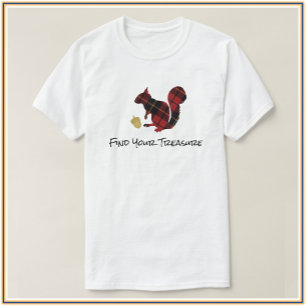 Modern Plaid Texture Squirrel and Acorn T-Shirt