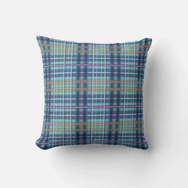 Modern Plaid Throw Pillow - Vibrant Colorful Tarta (Front)