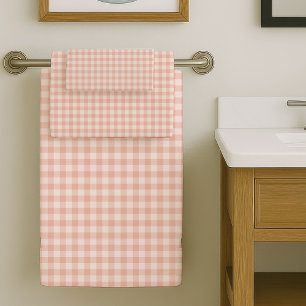 Modern Plaid Towels Coral Grey for Any Bath