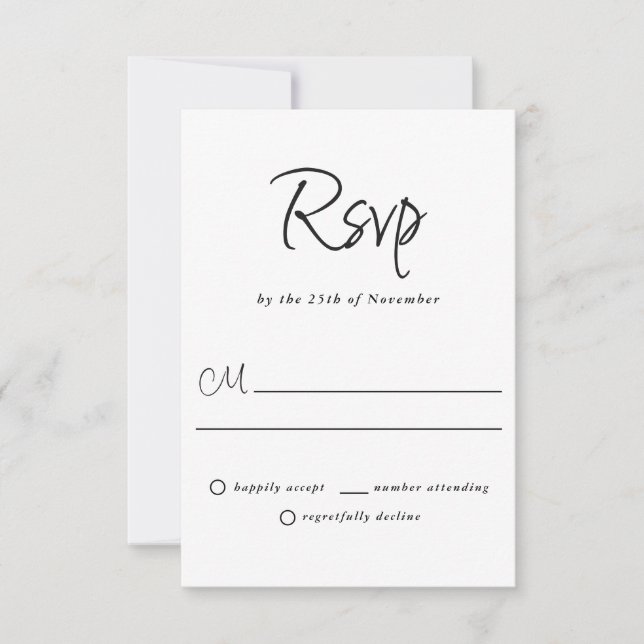 Modern Plain and Simple Casual Wedding RSVP (Front)