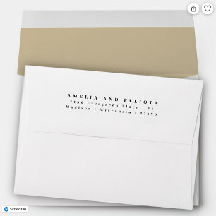Modern Plain Beige Return Address 5x7 Back Flap A7 Envelope