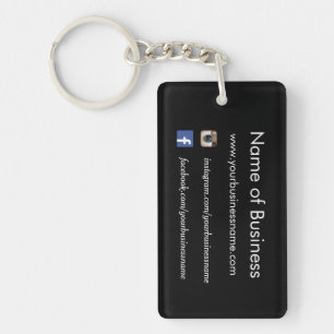 Modern Plain Black Social Media Websites Keychain