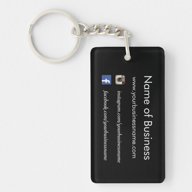 Modern Plain Black Social Media Websites Keychain (Front)