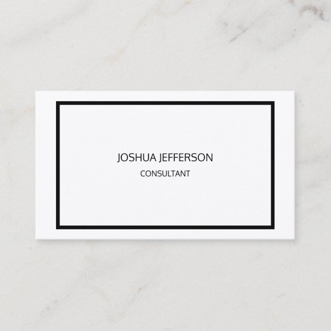 Modern Plain Black White Attractive Two Sided Business Card (Front)