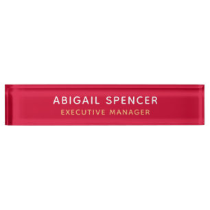Modern Plain Classy Professional Cherry Red Nameplate