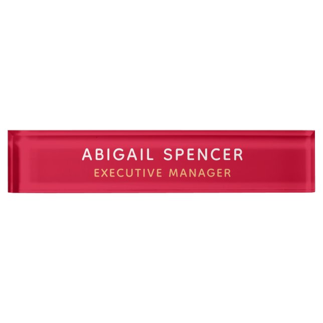 Modern Plain Classy Professional Cherry Red Nameplate (Front)