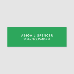 Modern Plain Classy Professional Kelly Green Name Tag