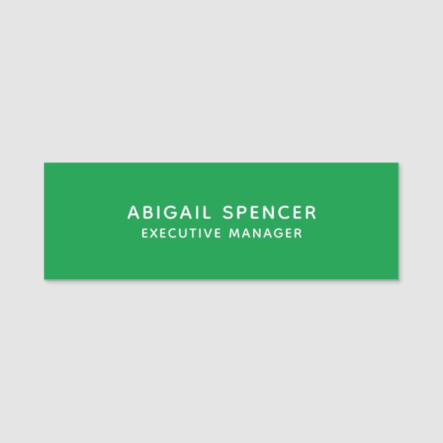 Modern Plain Classy Professional Kelly Green Name Tag (Front)