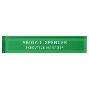 Modern Plain Classy Professional Kelly Green Nameplate
