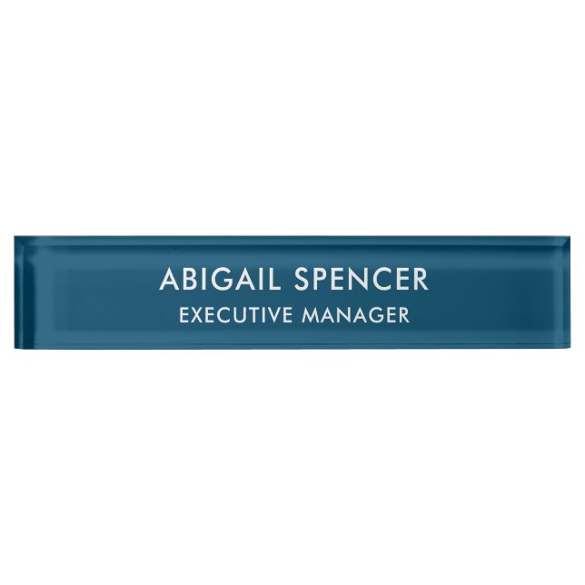 Modern Plain Classy Professional Ocean Blue Nameplate (Front)