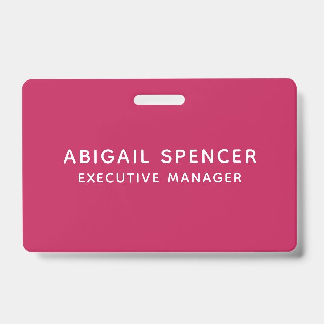 Modern Plain Classy Professional Rose Red Badge (Front)