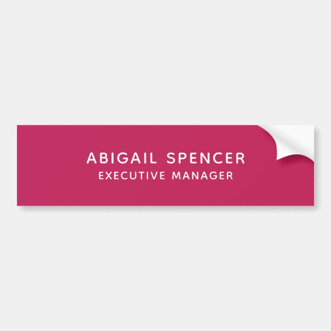 Modern Plain Classy Professional Rose Red Bumper Sticker (Front)