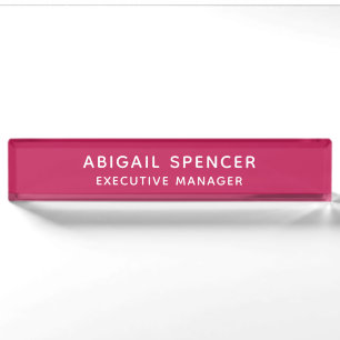 Modern Plain Classy Professional Rose Red Nameplate