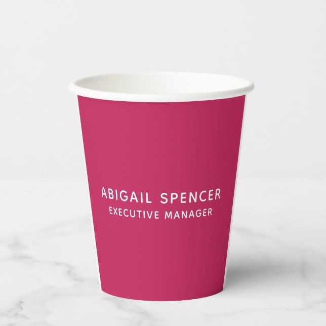 Modern Plain Classy Professional Rose Red Paper Cups (Front)